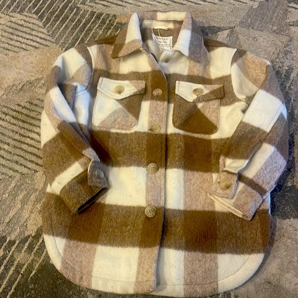 Kids Flannel Shirt Jacket Long Sleeve Plaid Lapel Button Up